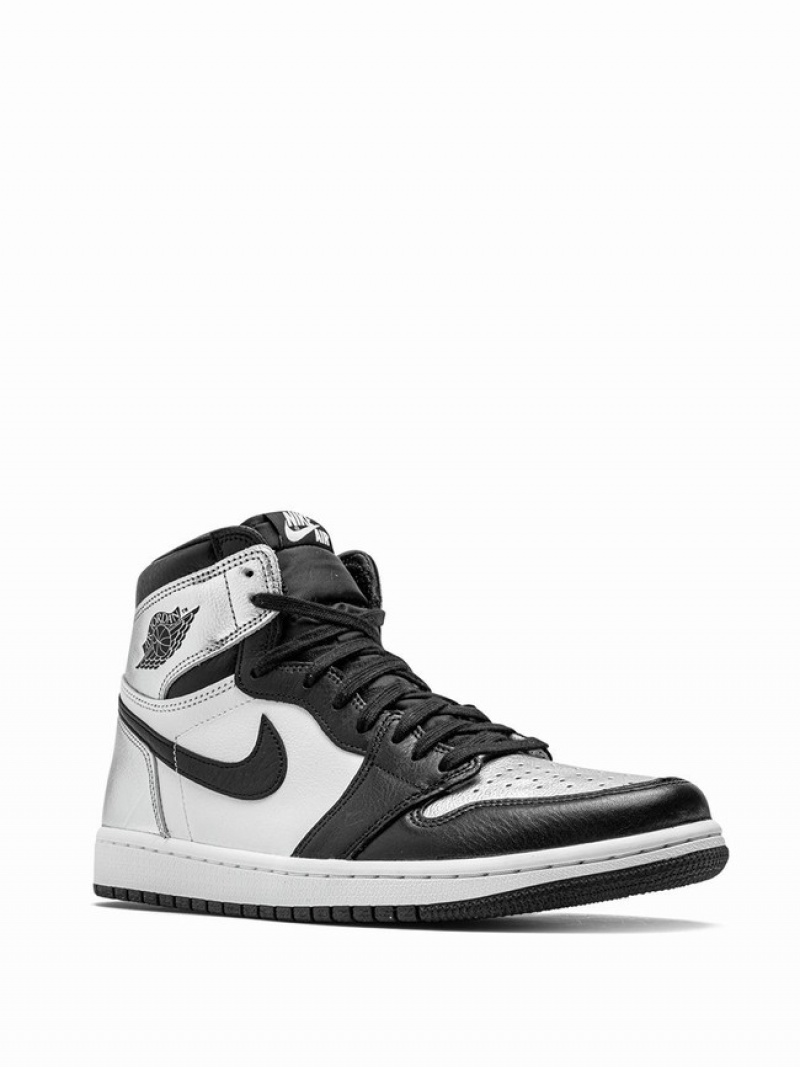 Silver / Black / White Women's Nike High Air Jordan 1 | LFCKUX-093