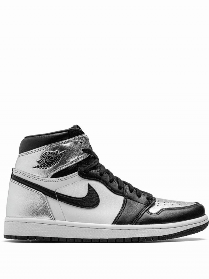 Silver / Black / White Women\'s Nike High Air Jordan 1 | LFCKUX-093