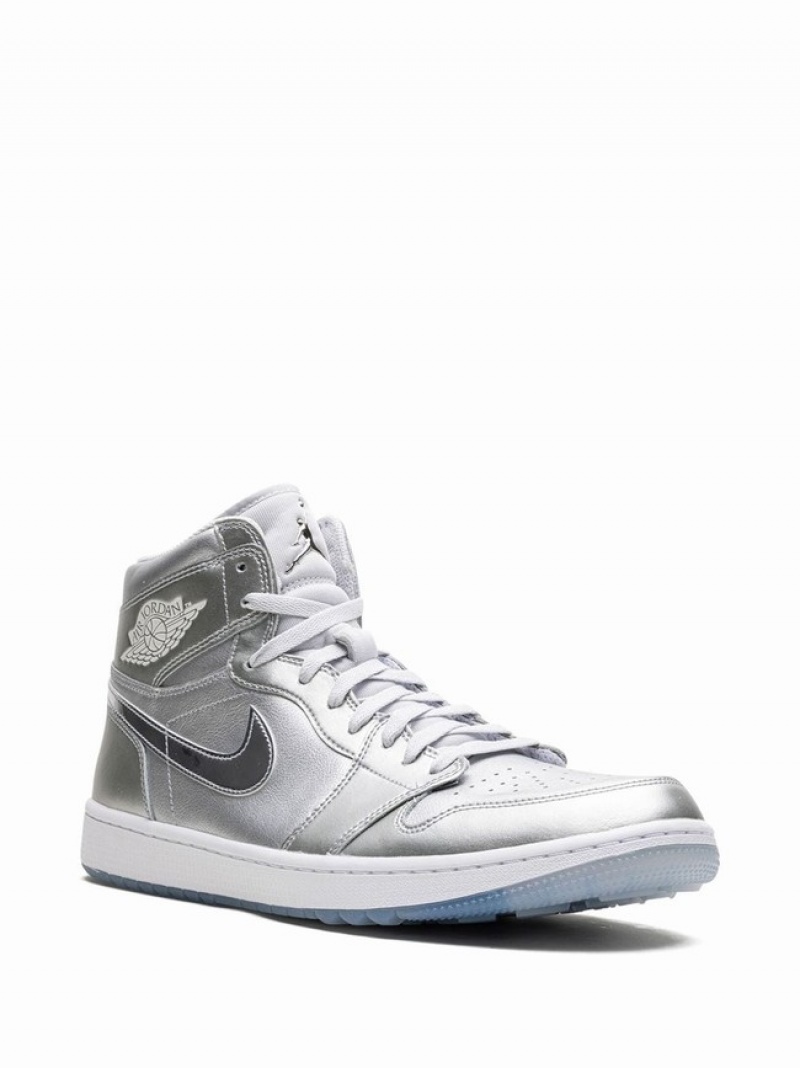 Silver / White Men's Nike High Gift Giving Air Jordan 1 | ZHVMCK-045