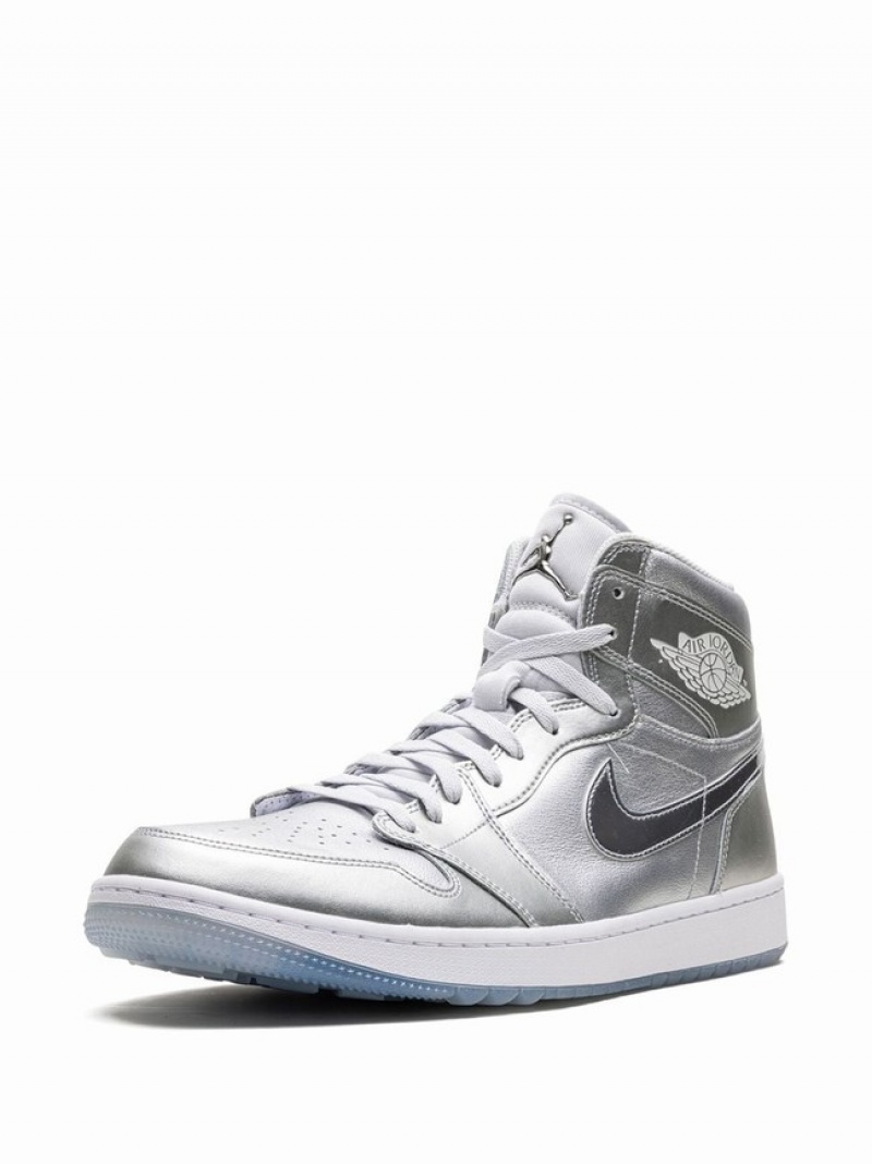 Silver / White Men's Nike High Gift Giving Air Jordan 1 | ZHVMCK-045