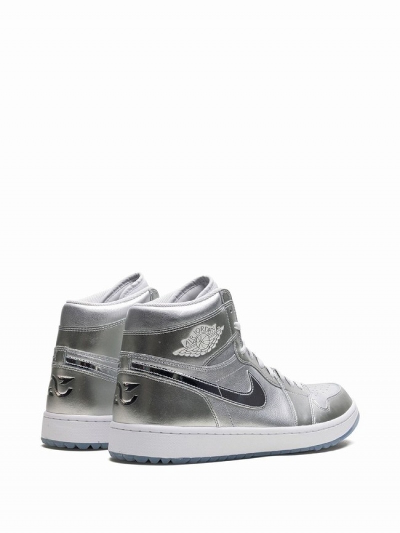 Silver / White Men's Nike High Gift Giving Air Jordan 1 | ZHVMCK-045