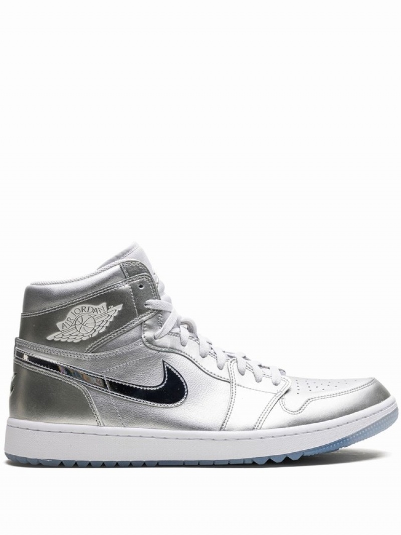 Silver / White Men\'s Nike High Gift Giving Air Jordan 1 | ZHVMCK-045