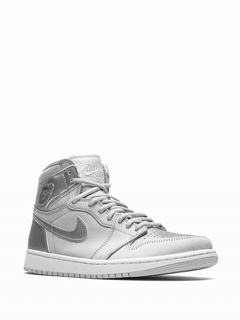 Silver / White Women's Nike High OG Air Jordan 1 | QSVUFJ-915