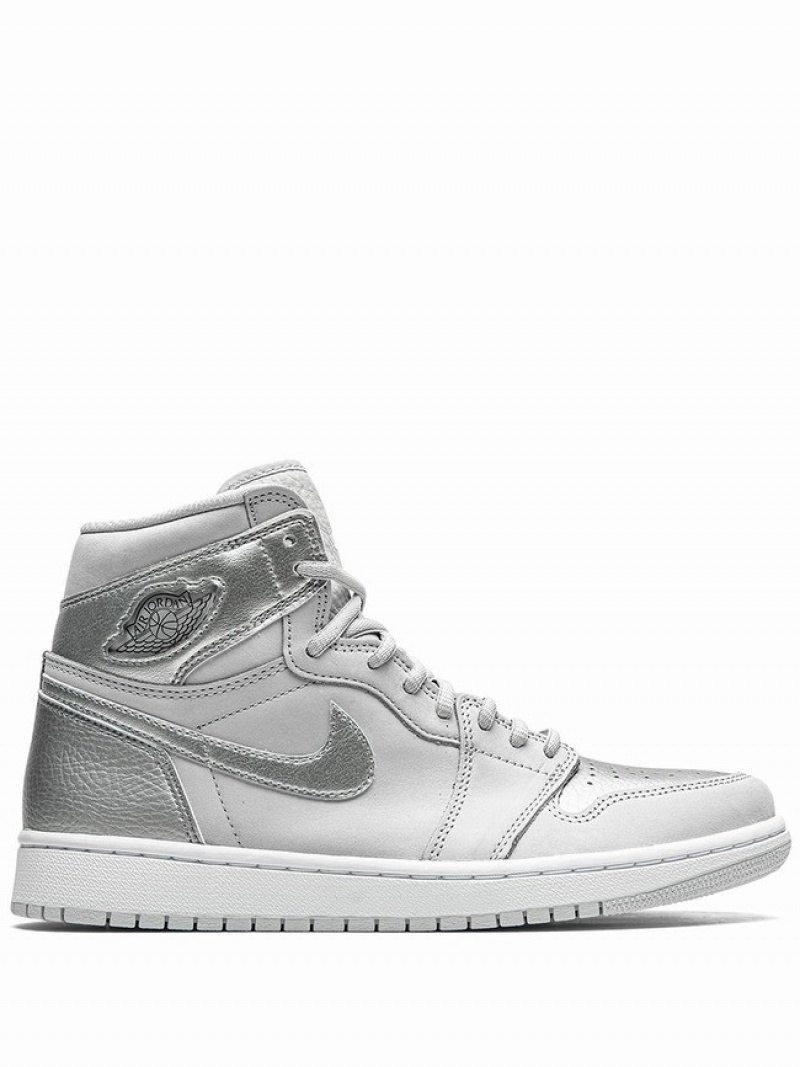 Silver / White Women\'s Nike High OG Air Jordan 1 | QSVUFJ-915