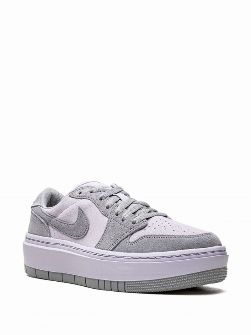 Titanium Women's Nike Elevate Low Stealth/Titanium Air Jordan 1 | GJMPOR-570