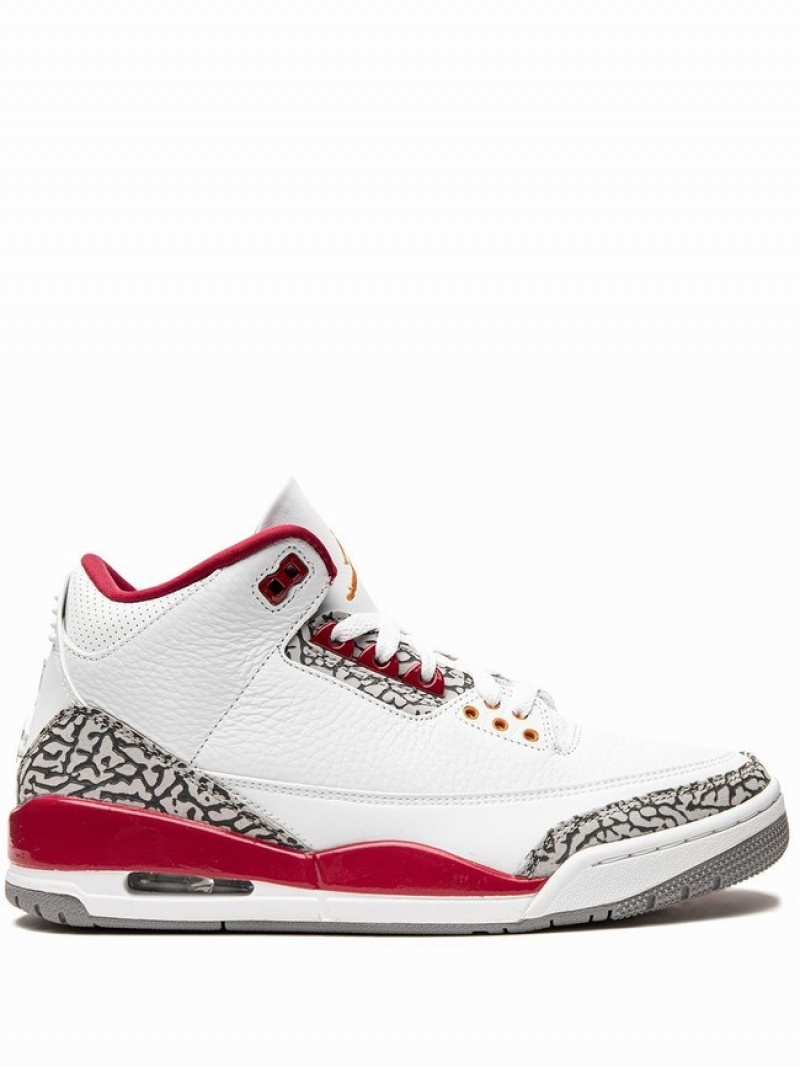 White Men\'s Nike Cardinal Air Jordan 3 | IVKUOH-950