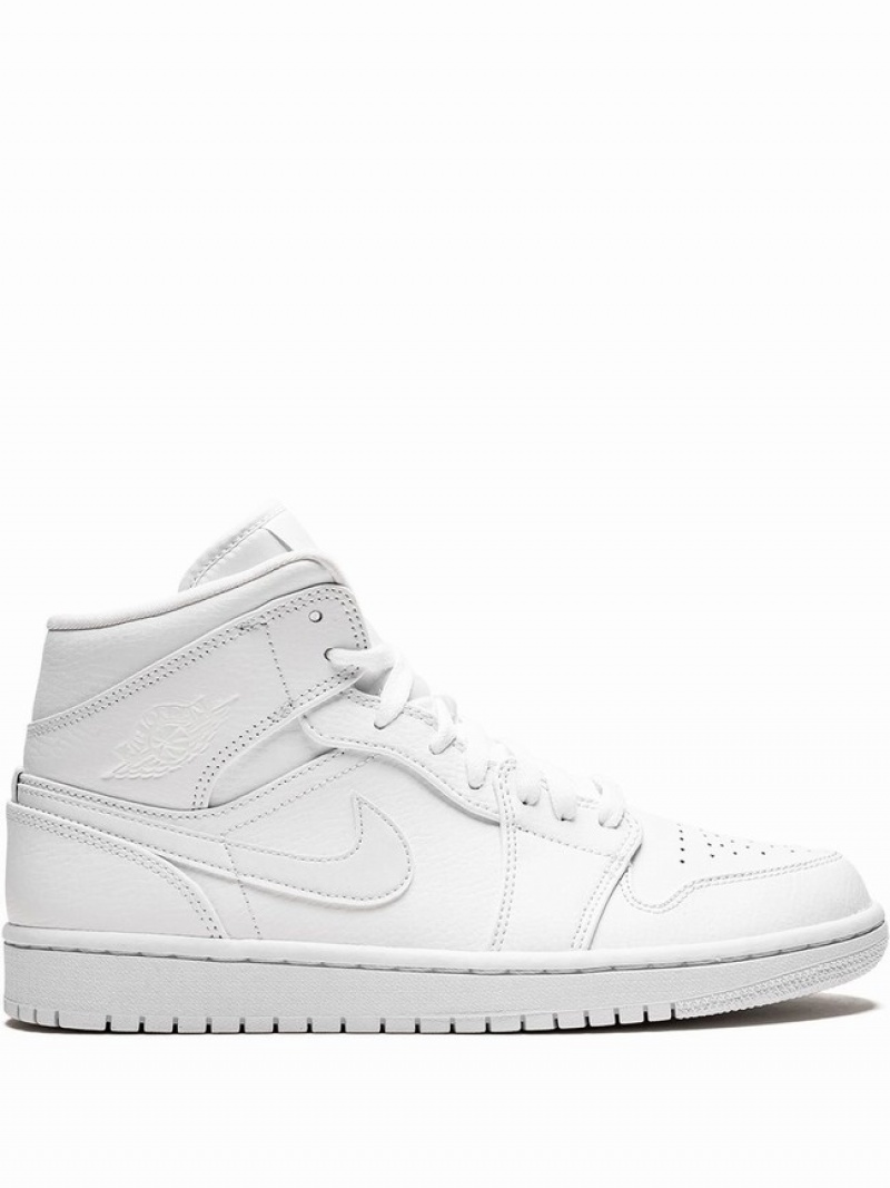 White Men\'s Nike Mid Triple Air Jordan 1 | UMBYVG-896