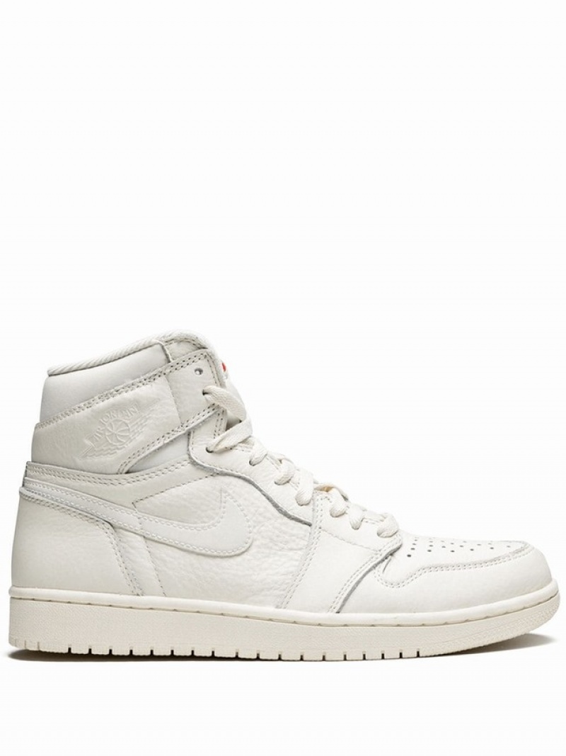 White Men\'s Nike Retro High OG Sail Air Jordan 1 | PQAEFD-391