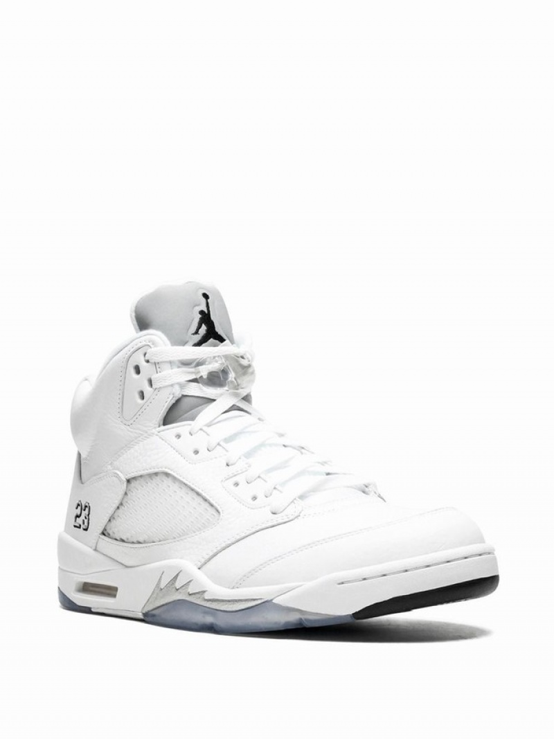 White Men's Nike Retro ''Metallic Silver'' Air Jordan 5 | ZPGYMA-459