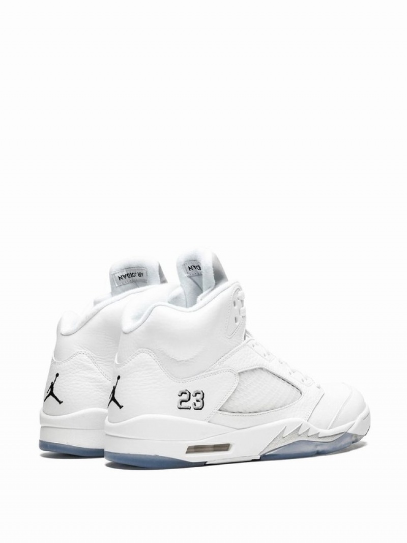 White Men's Nike Retro ''Metallic Silver'' Air Jordan 5 | ZPGYMA-459