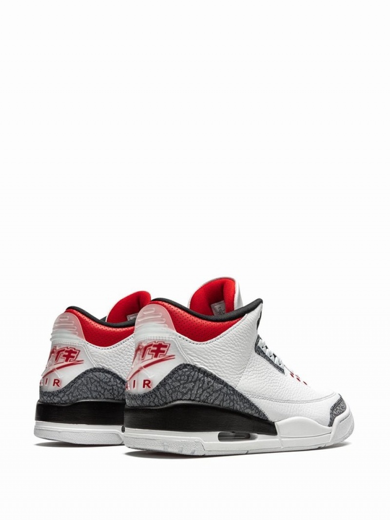 White Men's Nike Retro SE-T Denim Japan Exclusive - Fire Air Jordan 3 | NDEBIQ-627