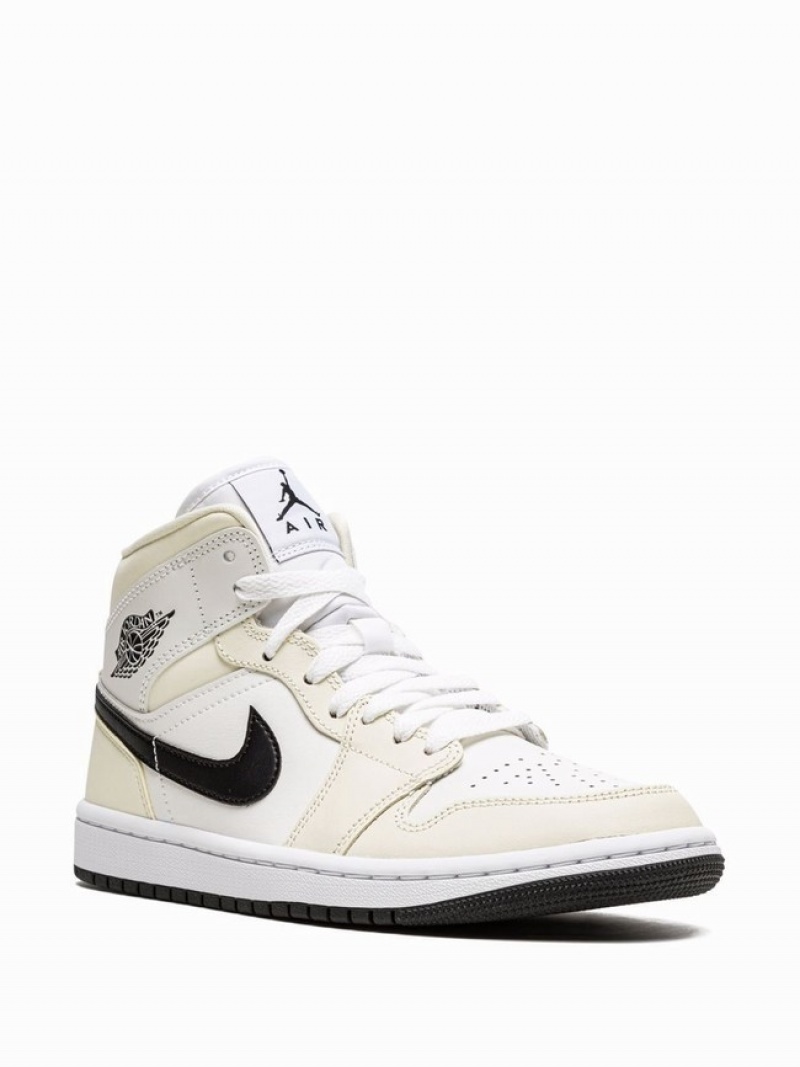 White Women's Nike Mid Coconut Milk Air Jordan 1 | AXSYVI-792