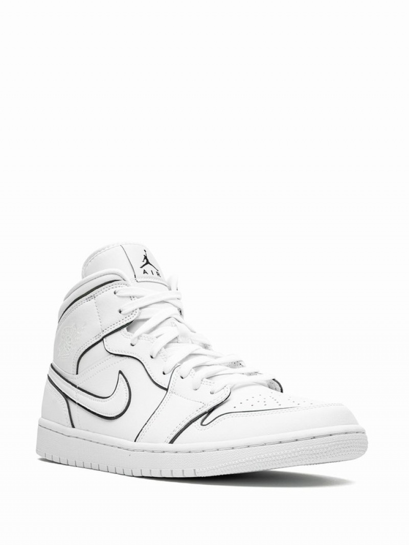 White Women's Nike Mid Iridescent Outline Air Jordan 1 | JKTIZX-835