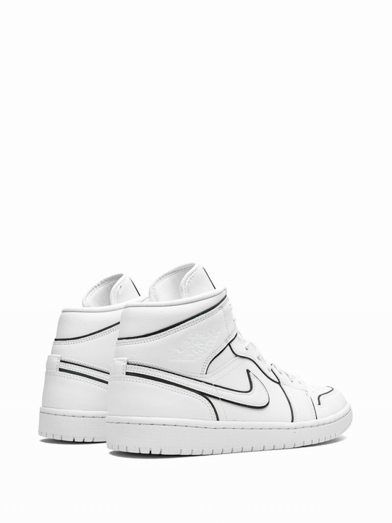 White Women's Nike Mid Iridescent Outline Air Jordan 1 | JKTIZX-835