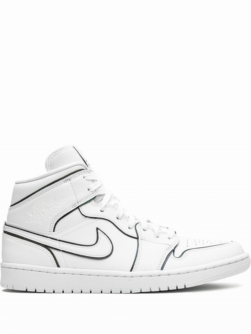 White Women\'s Nike Mid Iridescent Outline Air Jordan 1 | JKTIZX-835