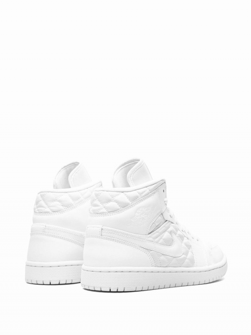 White Women's Nike Mid Quilted White Air Jordan 1 | XSORZE-724