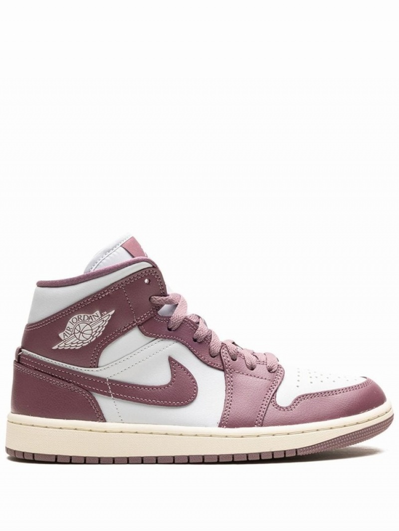 White Women\'s Nike Mid Sky J Mauve Air Jordan 1 | WIFPGJ-517