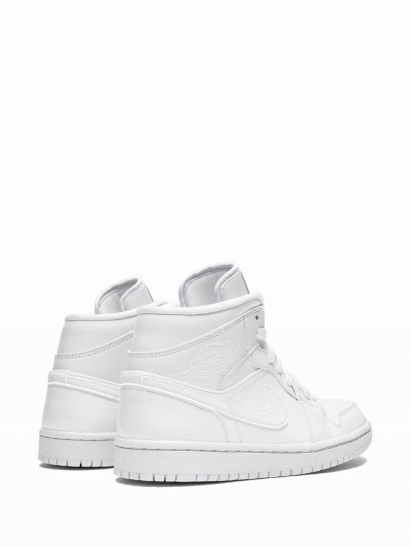 White Women's Nike Mid Triple White Patent Leather Air Jordan 1 | EQVMKU-876