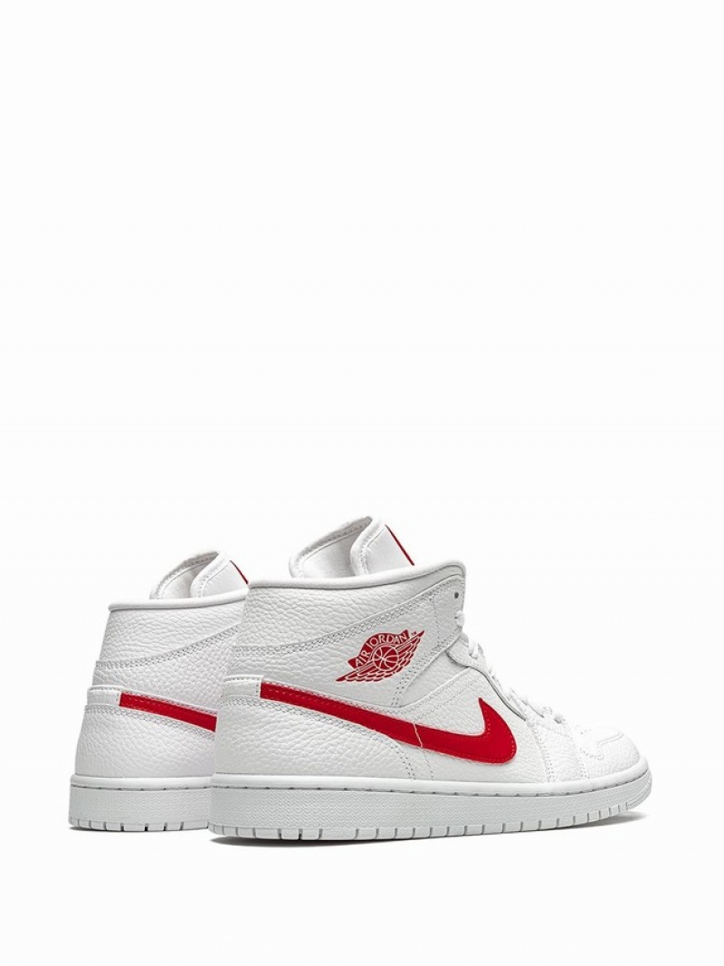 White Women's Nike Mid University Red Air Jordan 1 | QJZOTR-346