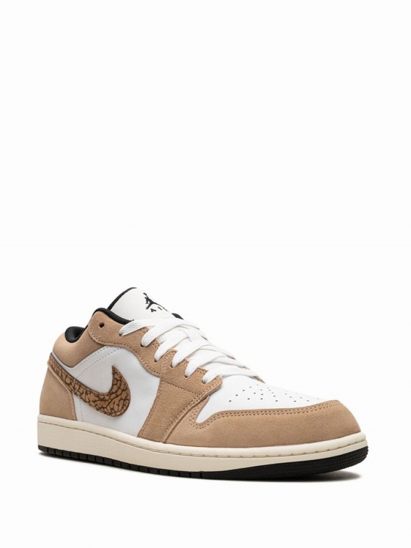 White / Beige Men's Nike Low SE Brown Elephant Air Jordan 1 | HMQWPS-285