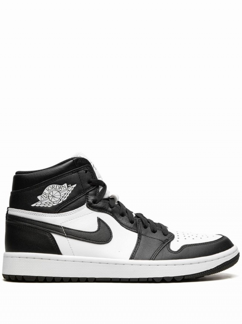 White / Black Men\'s Nike High Golf Air Jordan 1 | TANWSR-924