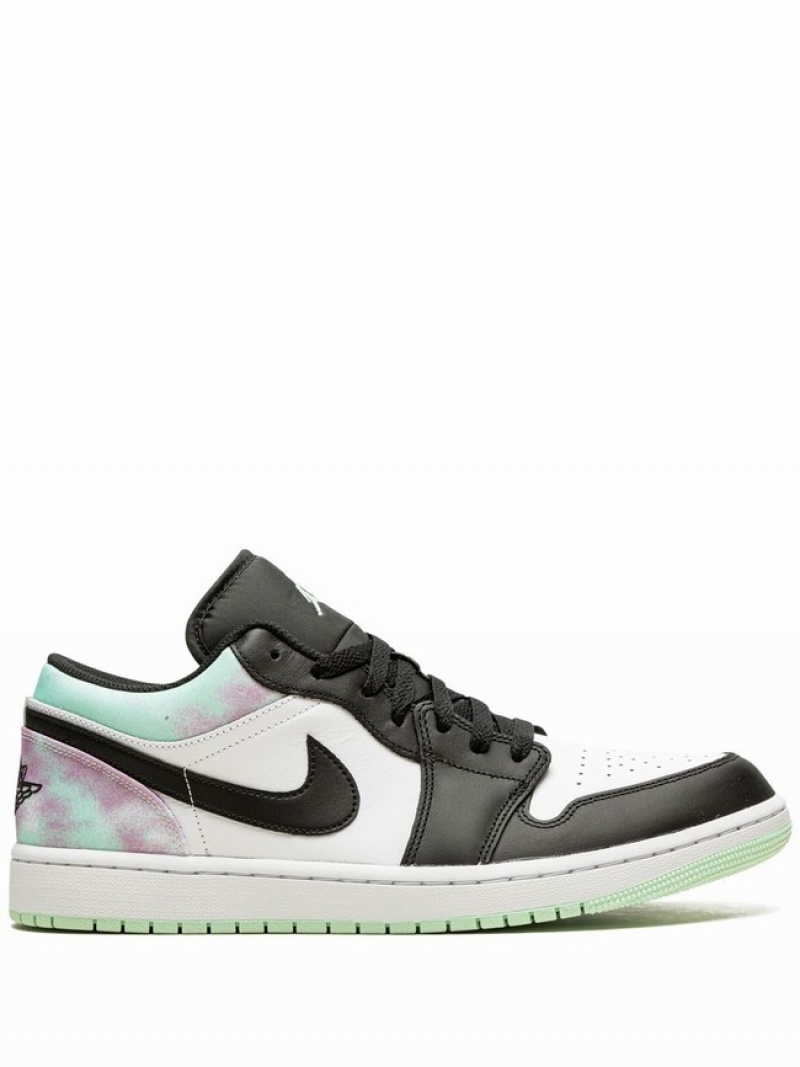 White / Black Men\'s Nike Jordan 1 Low Tye Dye Air Jordan 1 | KVNOSU-296