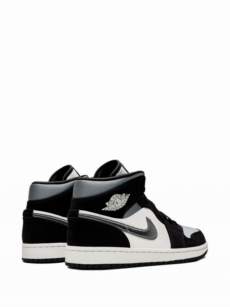 White / Black Men's Nike Mid SE Satin Air Jordan 1 | EQPMLS-829