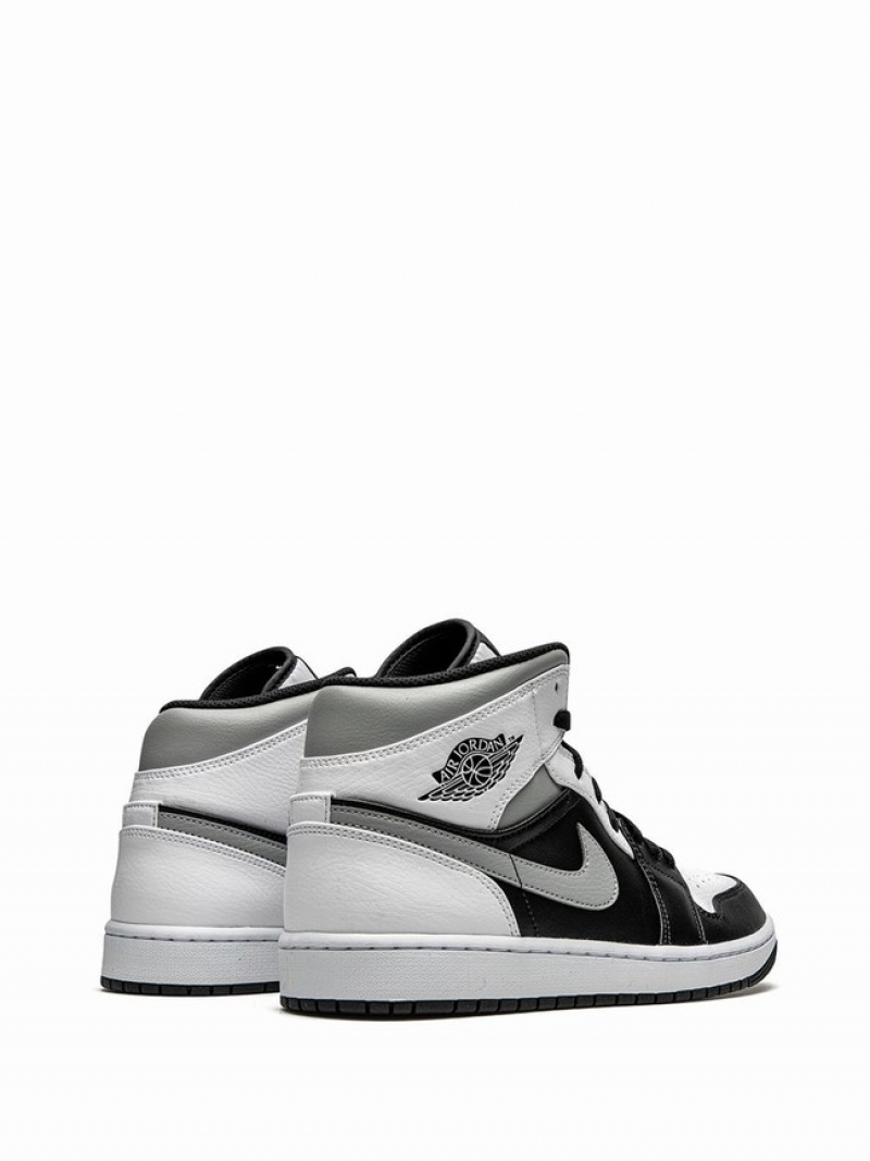 White / Black Men's Nike Mid Shadow Air Jordan 1 | VXHDYN-269