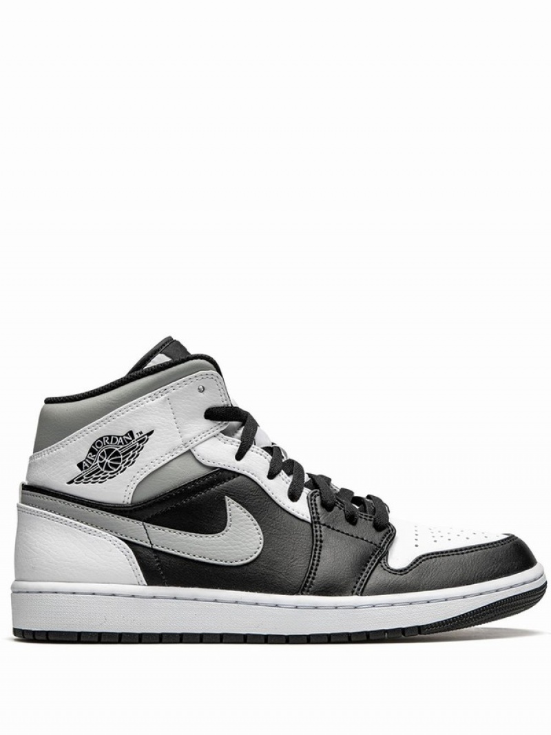 White / Black Men\'s Nike Mid Shadow Air Jordan 1 | VXHDYN-269