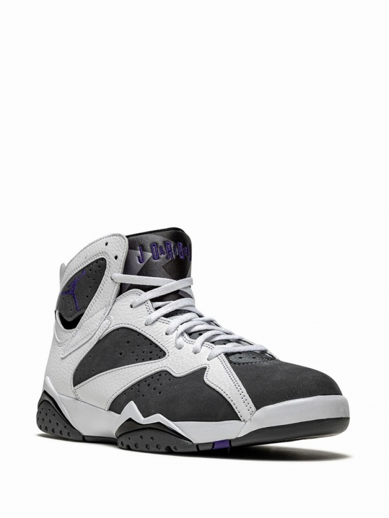 White / Black Men's Nike Retro Flint Air Jordan 7 | ALTSIW-126