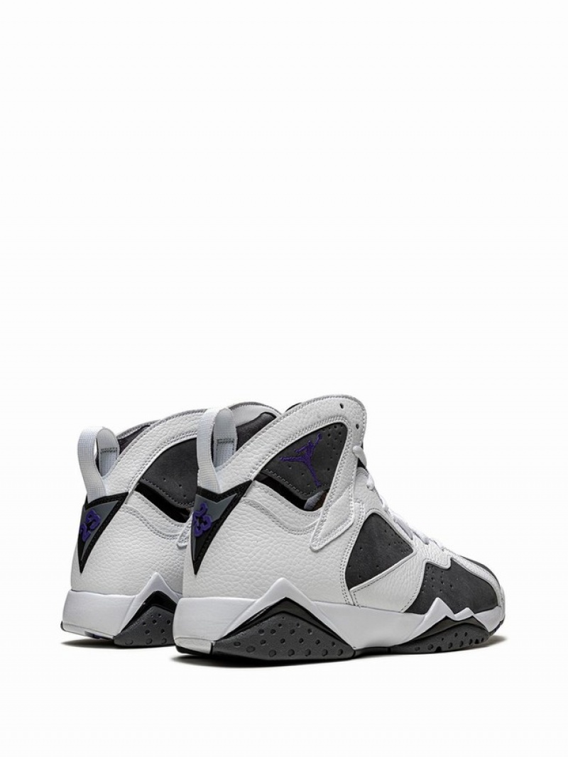 White / Black Men's Nike Retro Flint Air Jordan 7 | ALTSIW-126