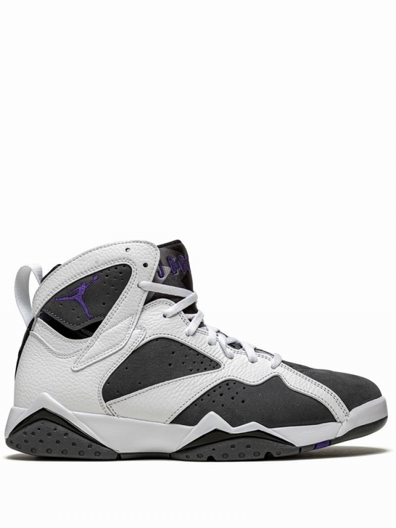 White / Black Men\'s Nike Retro Flint Air Jordan 7 | ALTSIW-126