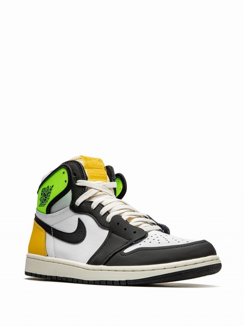 White / Black Men's Nike Retro High Volt Air Jordan 1 | PNWMCJ-356