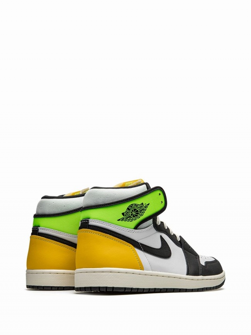 White / Black Men's Nike Retro High Volt Air Jordan 1 | PNWMCJ-356