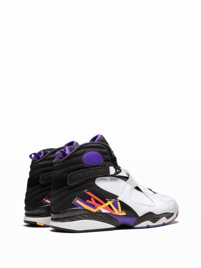 White / Black Men's Nike Retro Three-Peat Air Jordan 8 | EOFYKP-893