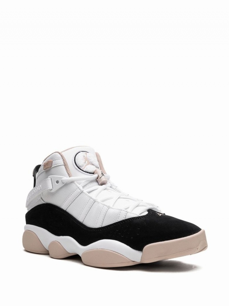 White / Black Men's Nike Rings Fossil Stone Air Jordan 6 | WTUSGM-096