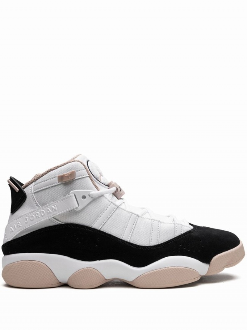 White / Black Men\'s Nike Rings Fossil Stone Air Jordan 6 | WTUSGM-096