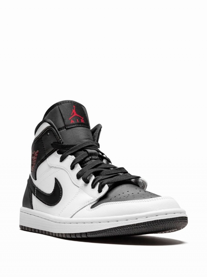 White / Black Women's Nike Mid Air Jordan 1 | WXJQKL-975