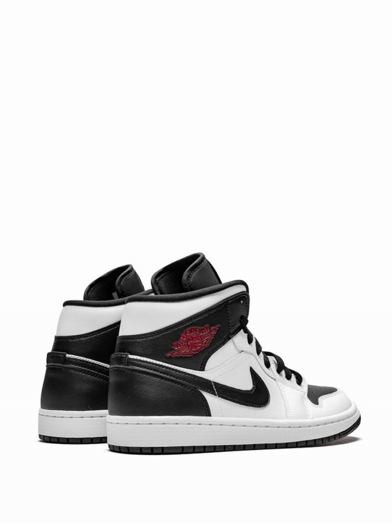 White / Black Women's Nike Mid Air Jordan 1 | WXJQKL-975