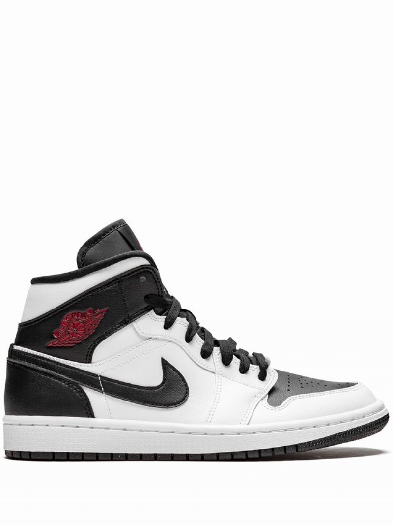 White / Black Women\'s Nike Mid Air Jordan 1 | WXJQKL-975