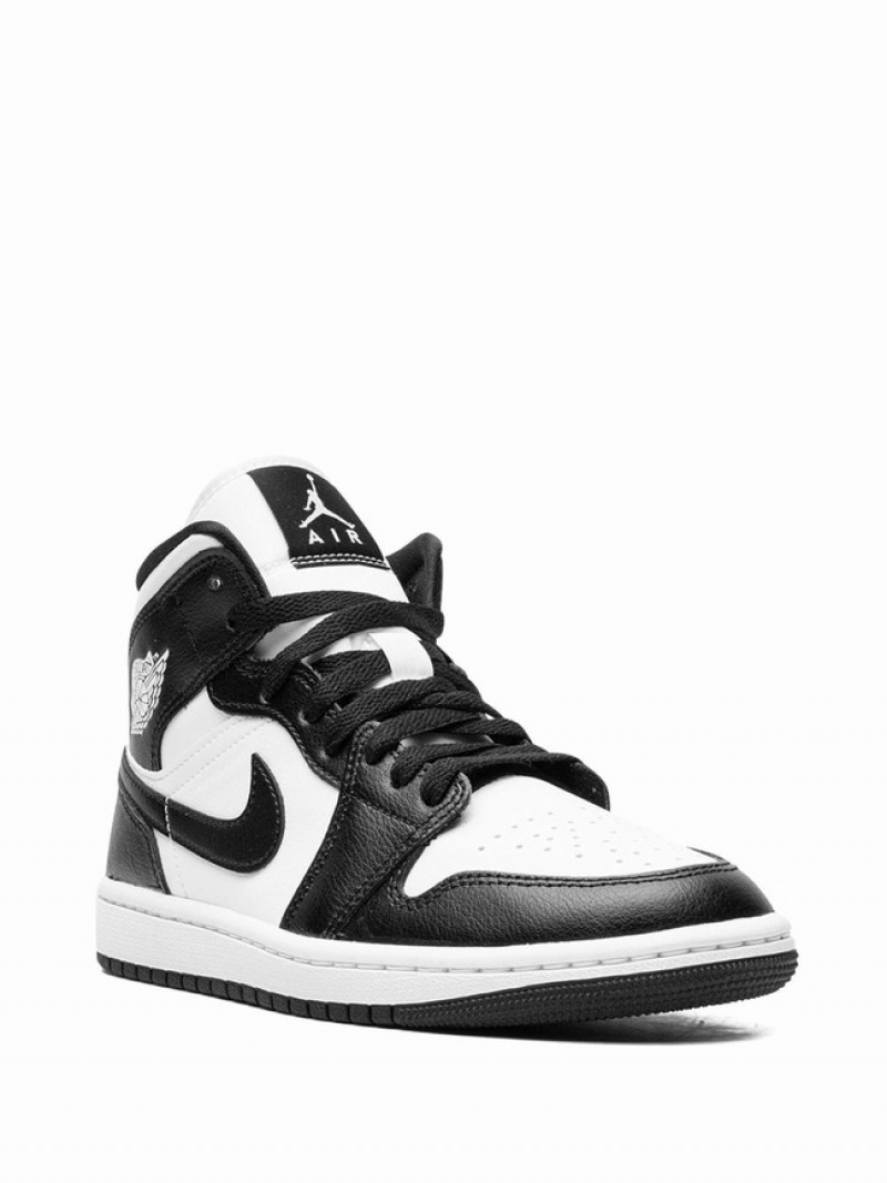 White / Black Women's Nike Mid Panda Air Jordan 1 | UEYHNZ-756