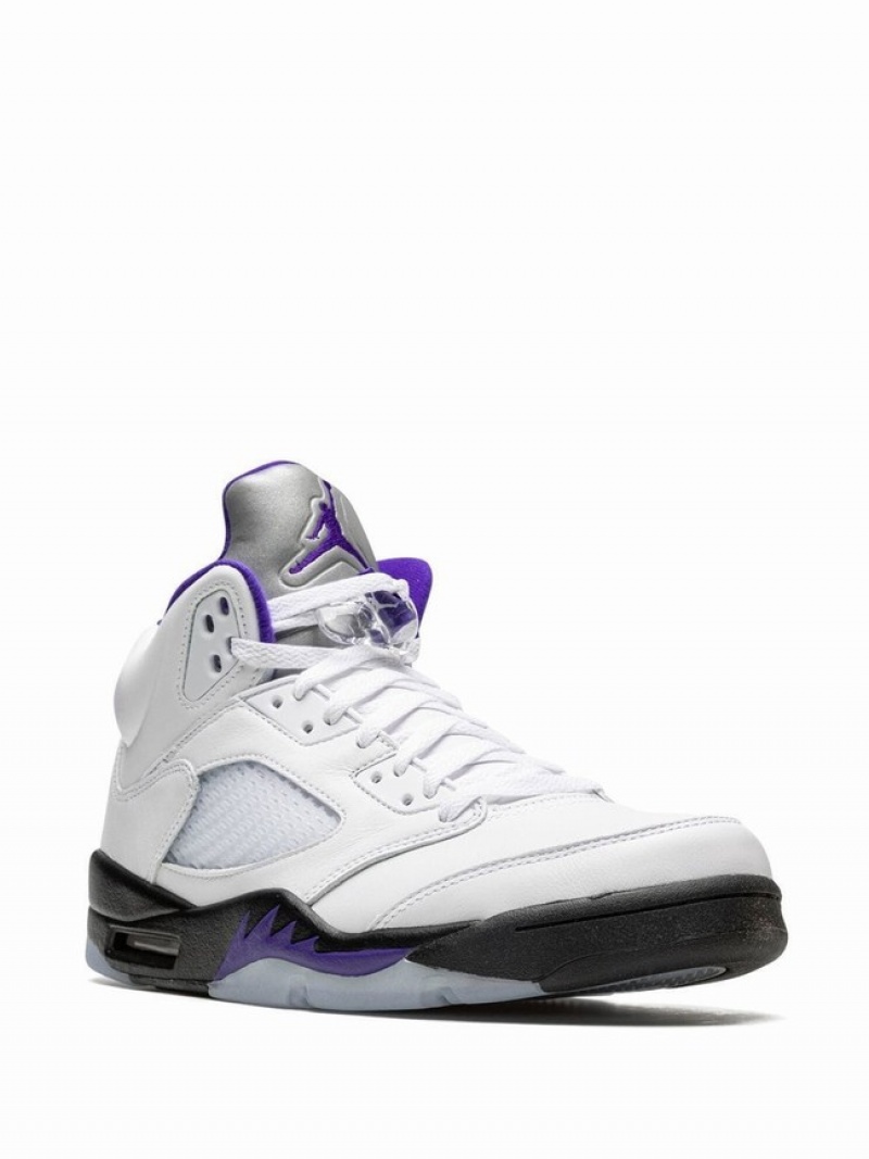 White / Black Women's Nike Retro Air Jordan 5 | MXINTL-183