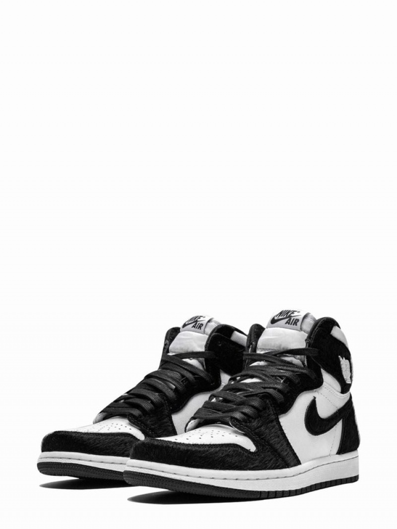 White / Black Women's Nike Retro High OG Panda Air Jordan 1 | WNDIUH-643