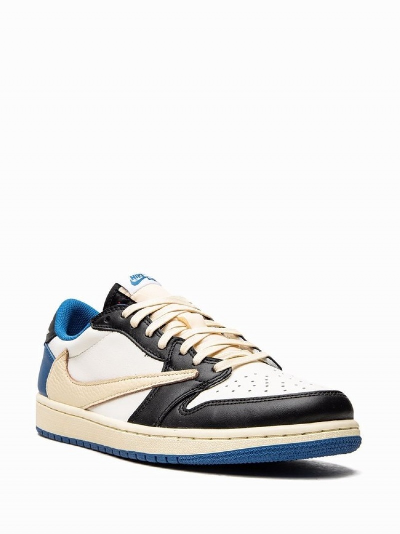 White / Black / Beige Men's Nike Low OG SP Travis Scott X Fragment Air Jordan 1 | ORCYMF-894