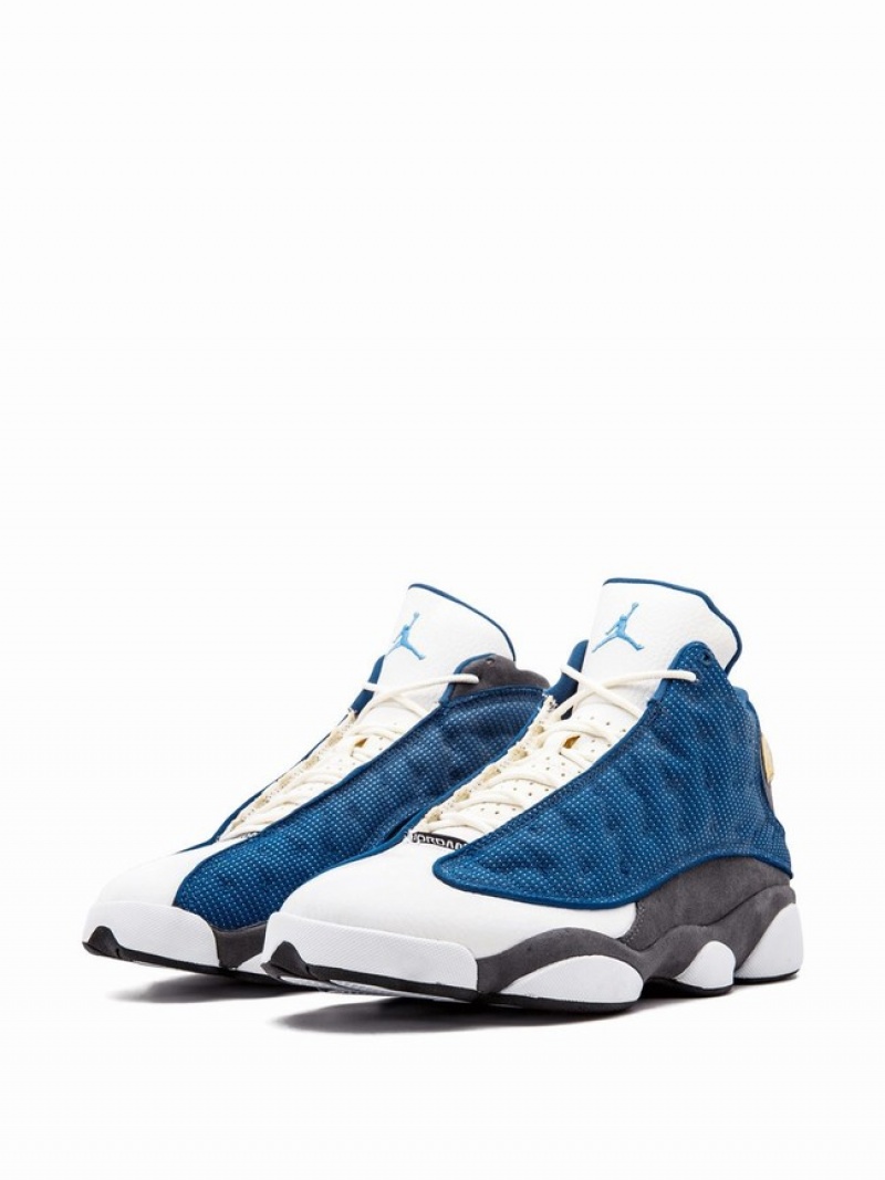 White / Black / Blue Men's Nike Retro Air Jordan 13 | KFJMDL-246