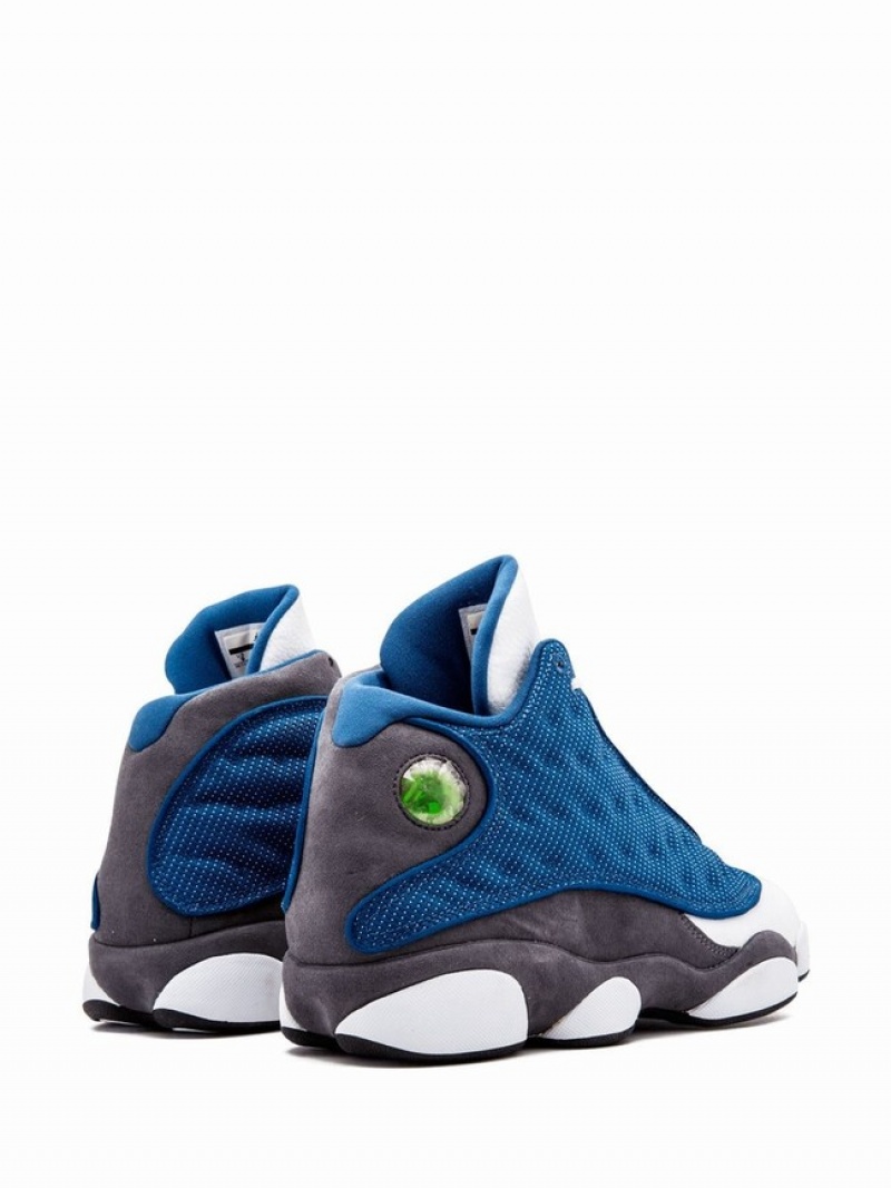 White / Black / Blue Men's Nike Retro Air Jordan 13 | KFJMDL-246