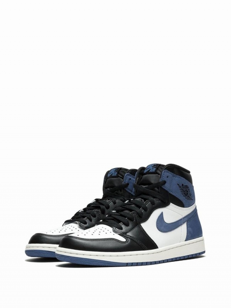 White / Black / Blue Men's Nike Retro High OG Air Jordan 1 | PJNIST-326