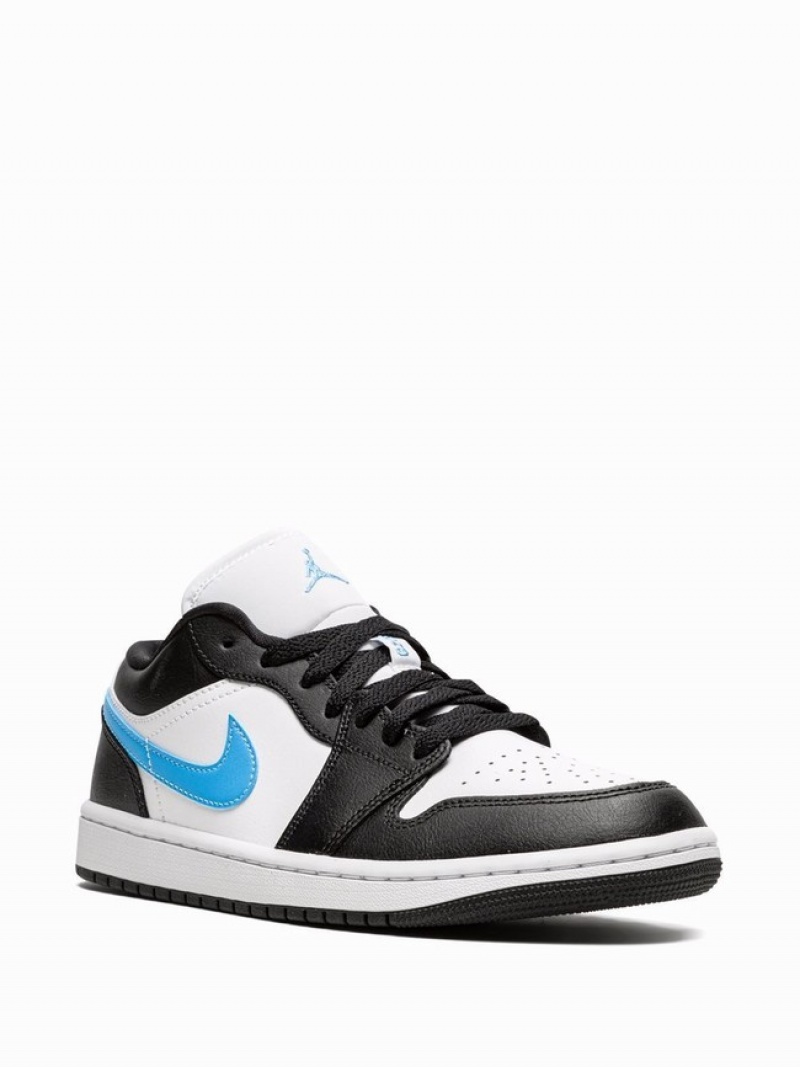 White / Black / Blue Women's Nike Low Air Jordan 1 | TMOZKL-872