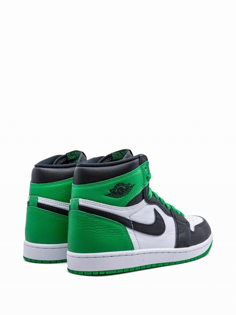 White / Black / Green Men's Nike High Air Jordan 1 | JXWYNI-026