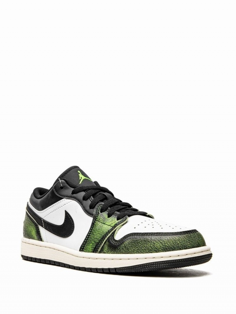 White / Black / Green Men's Nike Low Air Jordan 1 | GVZKJU-267